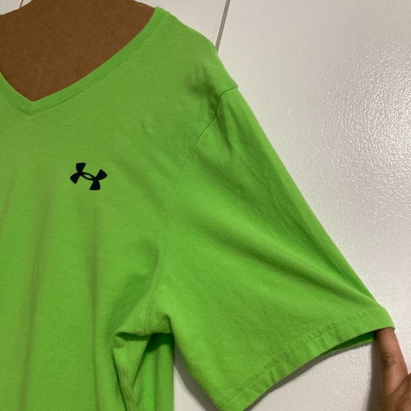 Under Armour Heat Gear Loose Heatgear Short Sleeve T Shirt Neon Green Mens Large - Picture 6 of 14
